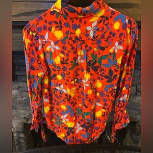 Anthropologie Maeve Red and Blue Floral Shirt